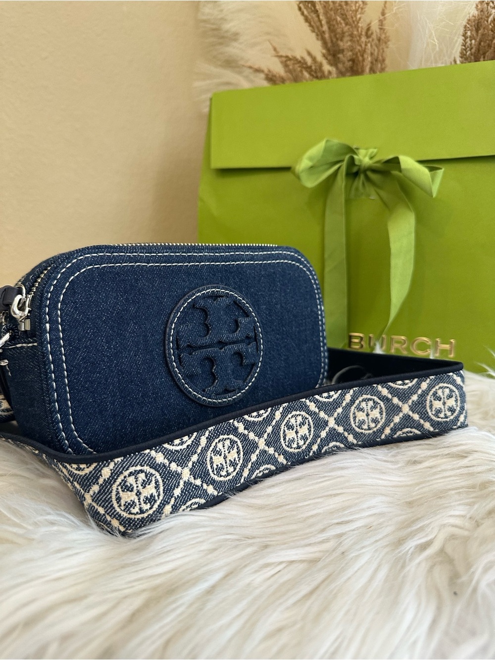 Tory Burch MINI MILLER DENIM CROSSBODY BAG